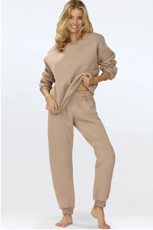 Luźny komplet damski/dres ocieplany REHEMA, cappucino
