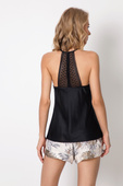Krótka elegancka piżama z koronką CHRISTINE, czerń