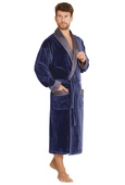 Szlafrok De Lafense 773 Bonjour długi 3XL-4XL męski granatowy