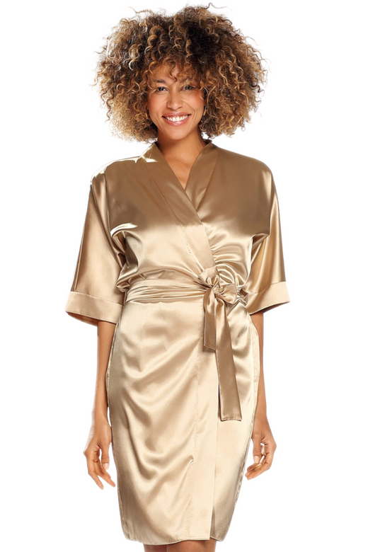 Klasyczna podomka z satyny polska 100, jasny brąz