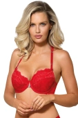 Biustonosz push-up SEFIA z koronką, czerwony