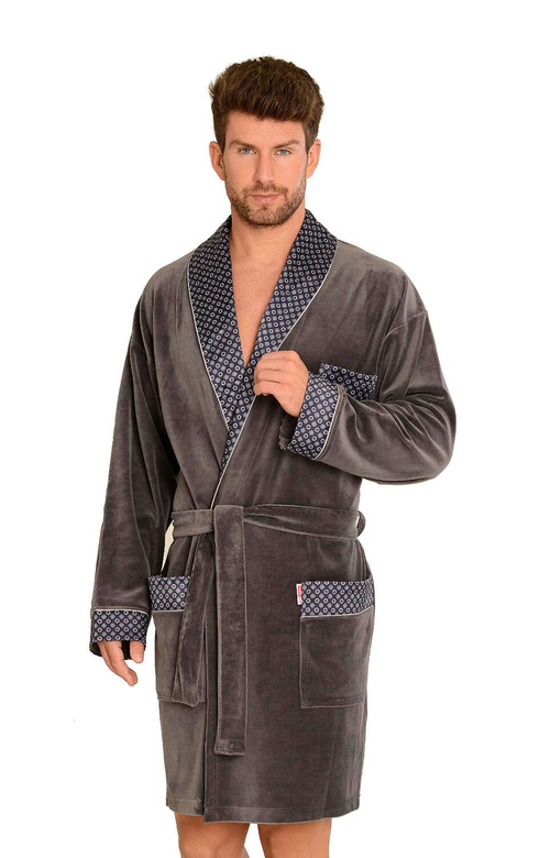 Szlafrok De Lafense 772 Bonjur krótki M-2XL męski granatowy