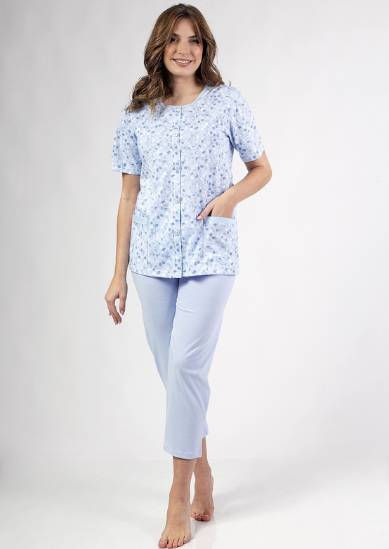 Piżama Regina 694 kr/r 2XL-3XL W25 damska rozpinana niebieski
