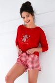 Krótka piżama świąteczna HAZEL 100% bawełna, czerwona