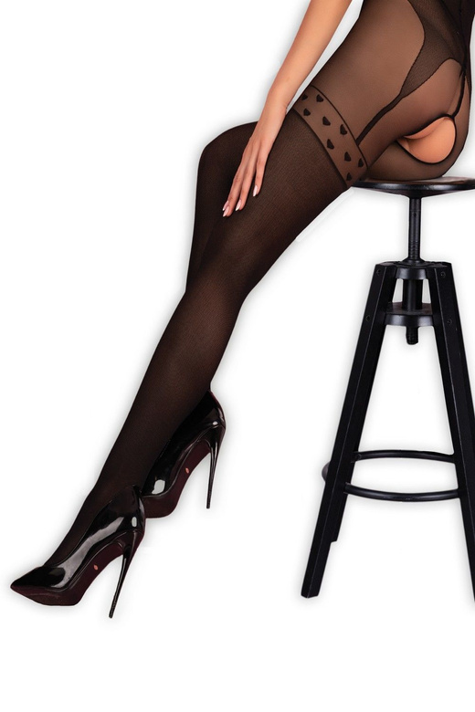 Zmysłowe rajstopy z otwartym krokiem TORIMINI, czarne