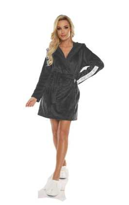 Szlafrok De Lafense 626 Abigail krótki kaptur damski szary ciemny