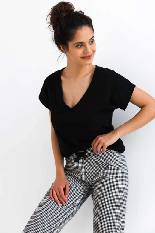 Miła piżama damska DOMENICA 100% bawełna, czarna