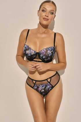 Biustonosz soft Kinga SC-1161 Flower Chick czarny-niebieski
