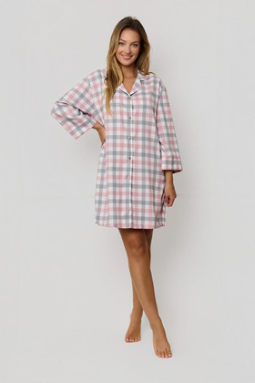 Koszula Mefemi Stella KG80 S-2XL rozpinana różowy-szary