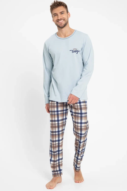 Męska klasyczna piżama z bawełny krata Parker 3077