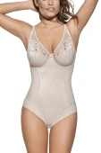 Eleganckie body z koronkowymi detalami MARILUZ, tierra-beż