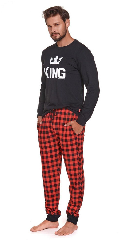 DOBRANOCKA 9761 bawełniana piżama męska KING, czarna