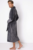 Szlafrok męski Kevin ciepły miękki mega soft, grafit 