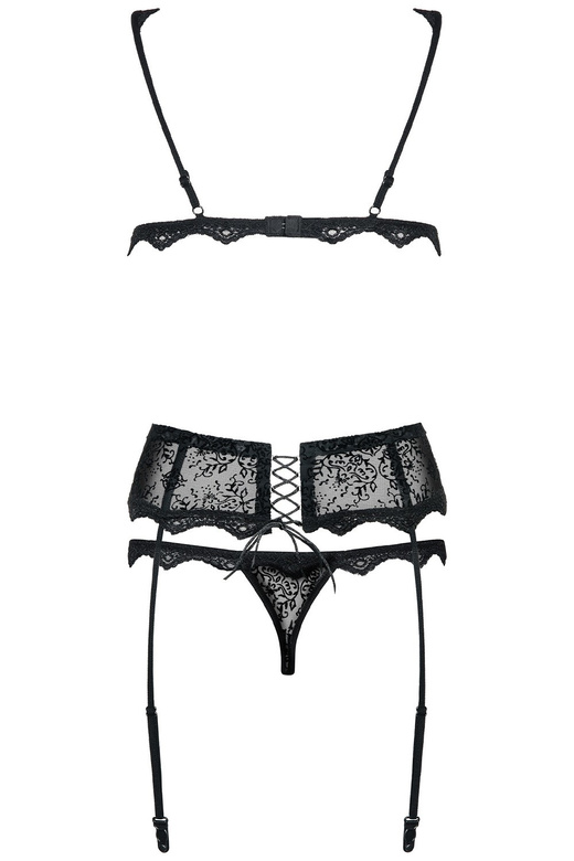 EMPERITA SET 3 części: seksowny biustonosz+pas+stringi