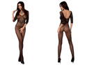 JOSSLYN Erotyczne Bodystocking z z rękawem w kwiatowe wzory
