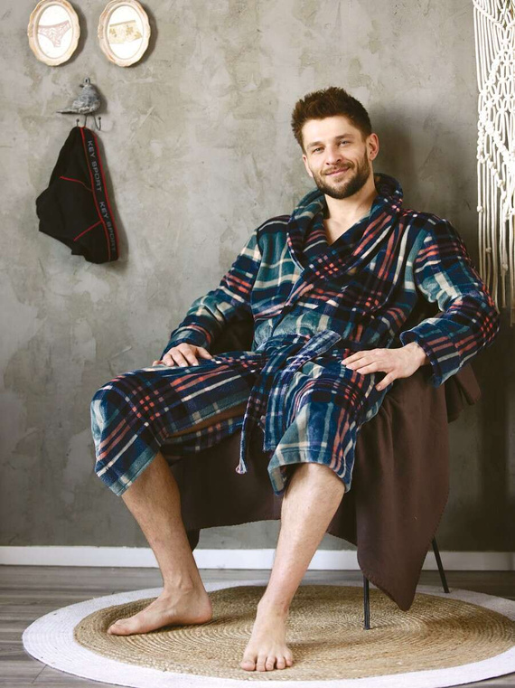 Szlafrok Key MGL 476 B22 zielony-granatowy