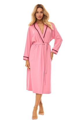 Szlafrok L&L 2506 długi M-2XL wiskoza damski różowy