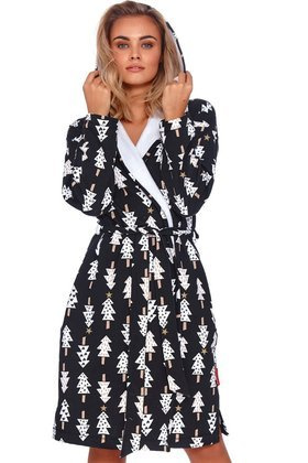 Dobranocka 4162 bawełniany szlafrok w choinki