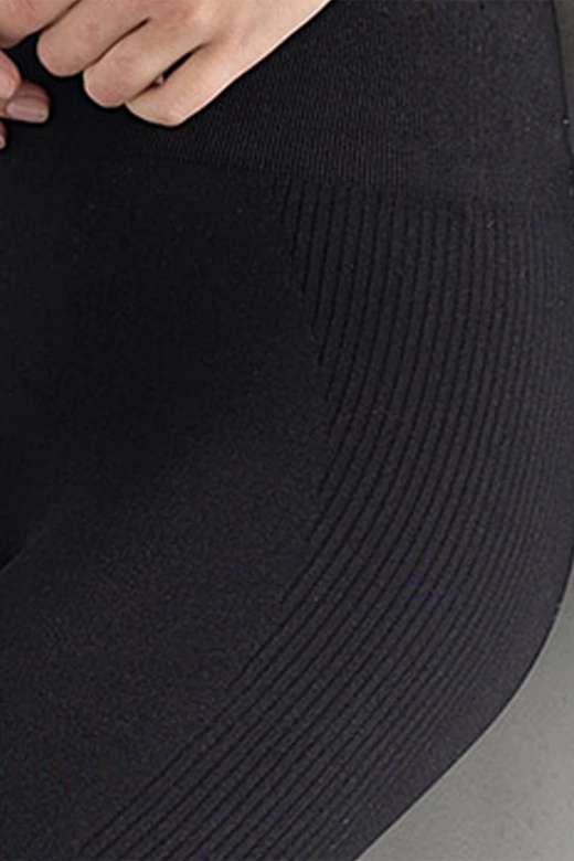 Damskie Elastyczne Legginsy Sportowe z Mikrofibry AT05, nero-czary