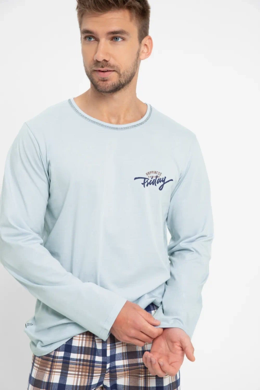 Męska klasyczna piżama z bawełny krata Parker 3077