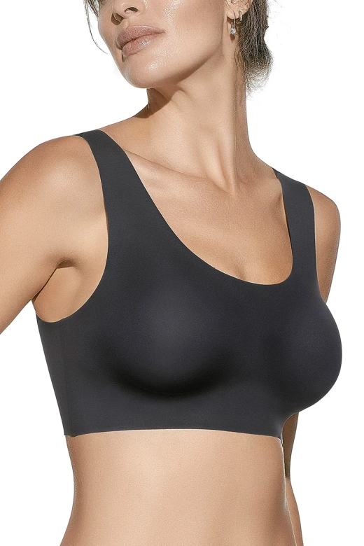 Biustonosz Wygodny Top Codzienny Bezszwowy Olivia, negro-czarny