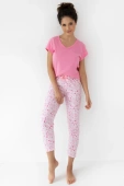 Piżama z bawełny 100% Nevaeh w kwiaty, róż