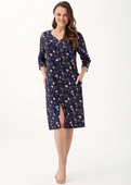 Szlafrok Luna 392 M-2XL L24 damski szary kwiaty