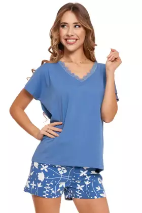 Krótka piżama z bawełny 3800-007, niebieska