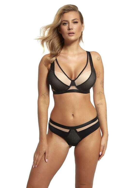 Biustonosz push-up bralette Lupoline 2350 Kopa czarny-beżowy