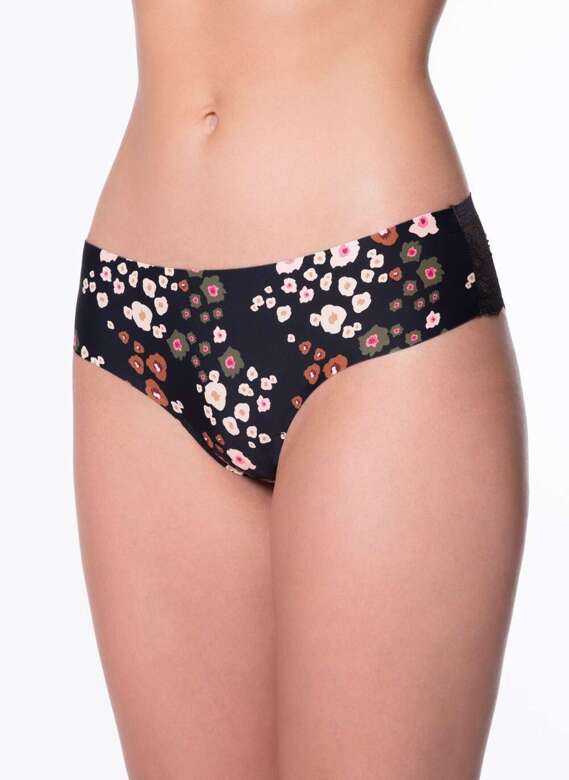 Figi Julimex Tanga Peggy Brown S-XL czarny-wzór