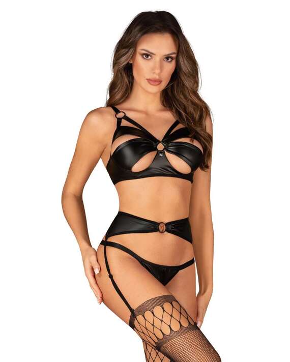 Komplet Obsessive Armares Set With Garter Belt XS-2XL czarny