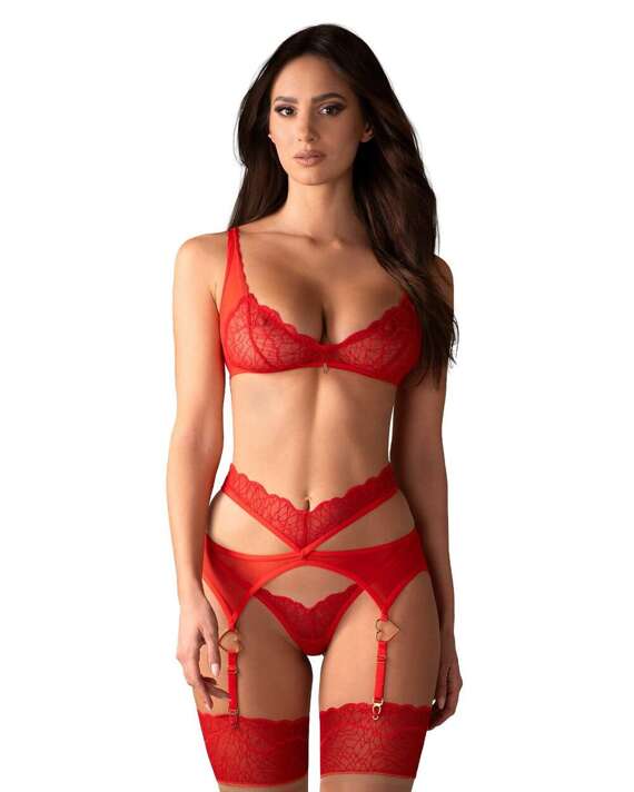 Komplet Obsessive Cupide Desir Set 3 S-3XL czerwony