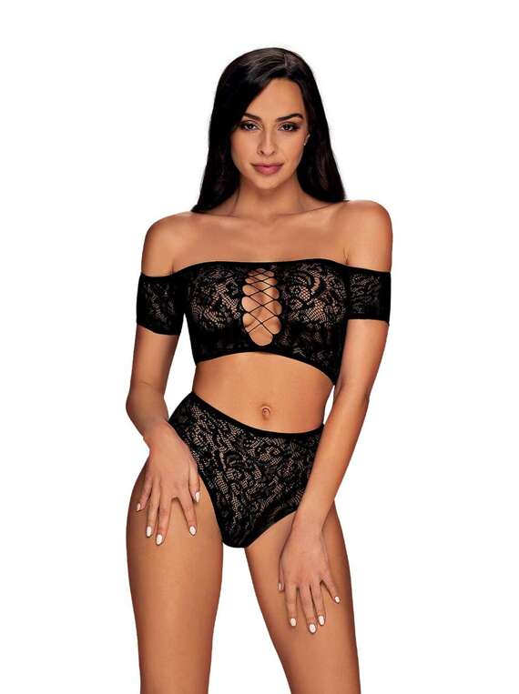 Komplet Obsessive Inessita Top & Panties czarny