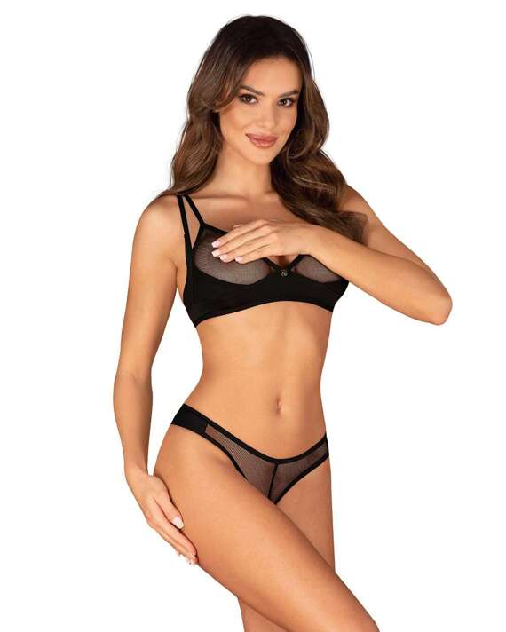 Komplet Obsessive Nesari Crotchless Set XS-2XL czarny