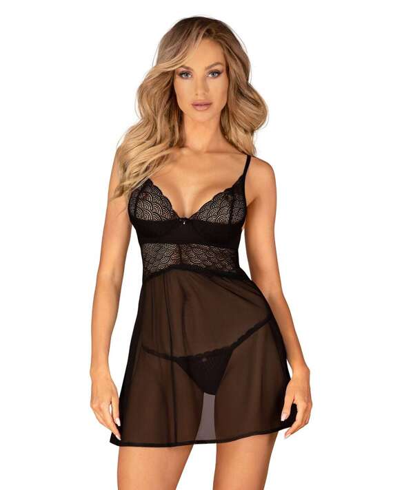 Koszula Obsessive Chemeris Babydoll XS-2XL czarny