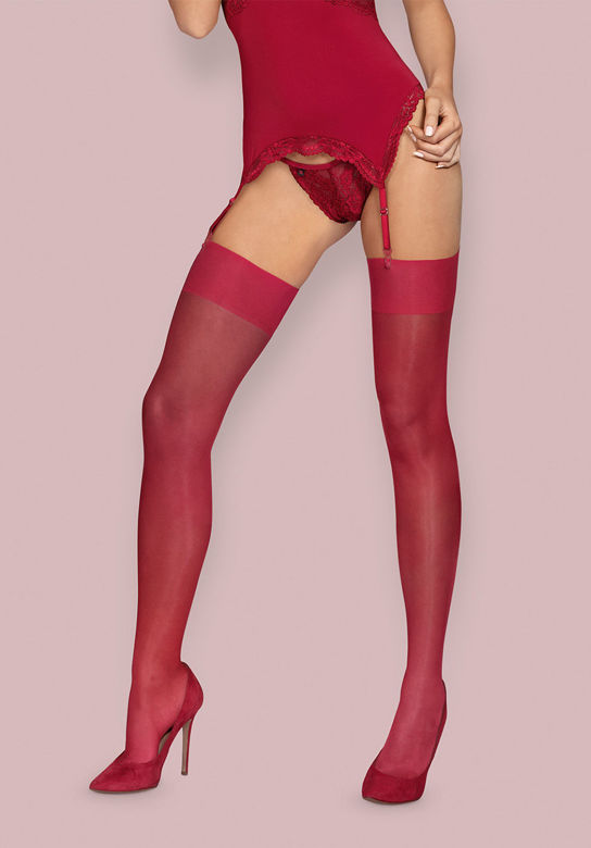 Obsessive S800 stockings (kolor: bordowy, typ: klasyczne)