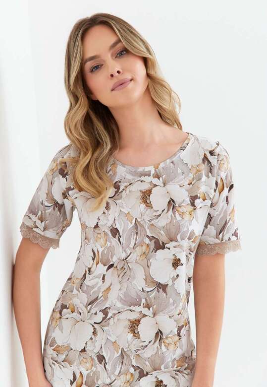 Piżama Cana 420 kr/r 2XL kwiaty-taupe