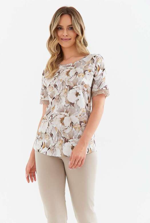 Piżama Cana 420 kr/r 3XL kwiaty-taupe