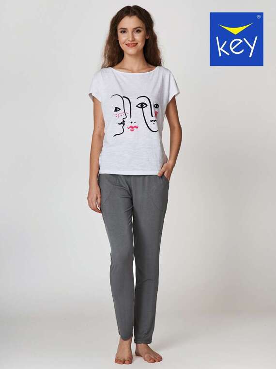 Piżama Key LHS 720 A22 S-XL biały-grafitowy