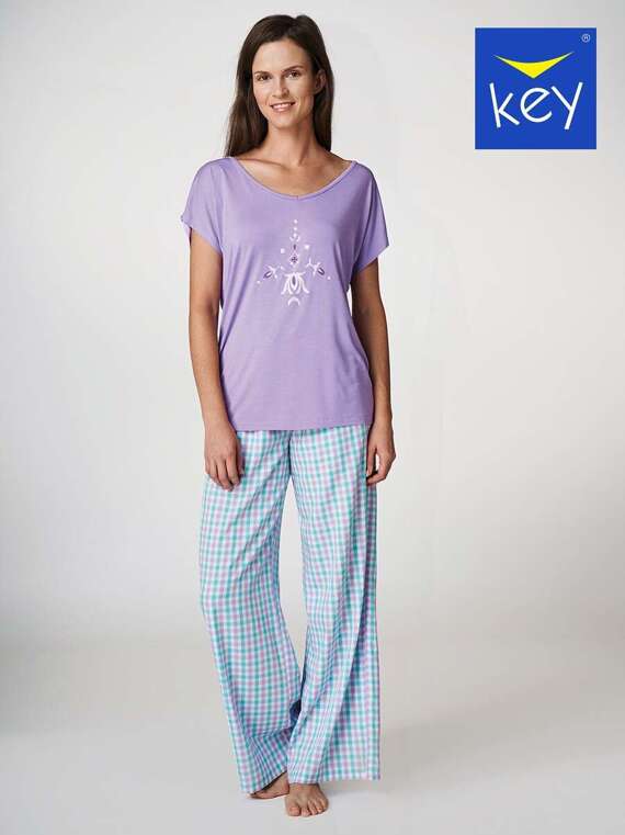 Piżama Key LNS 413 A22 S-XL fioletowy-kratka