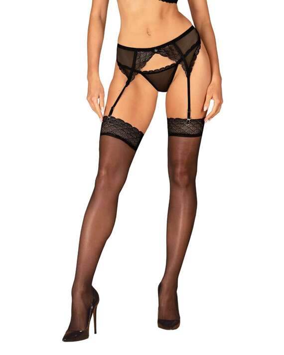 Pończochy Obsessive Chemeris Stockings XS-2XL czarny