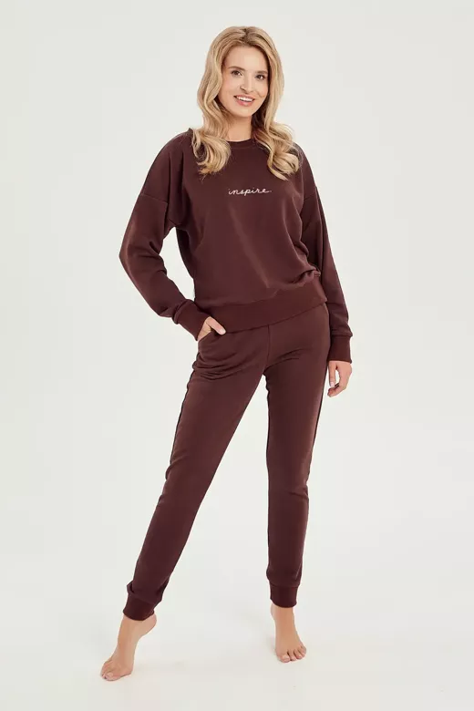 Spodnie dresowe bawełniane joggers 3057, brązowe